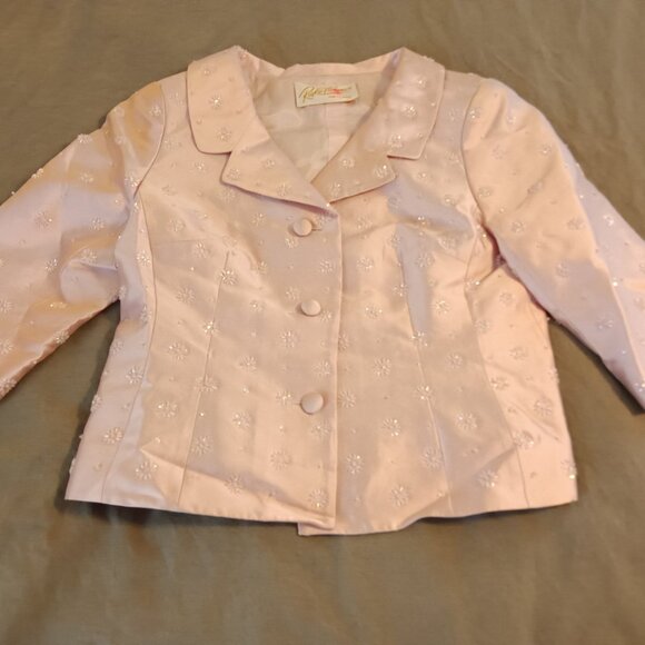 Rickie Freeman for TJ Nites Retro Beaded Blazer Jacket Beaded Blush Pink… - Picture 9 of 11